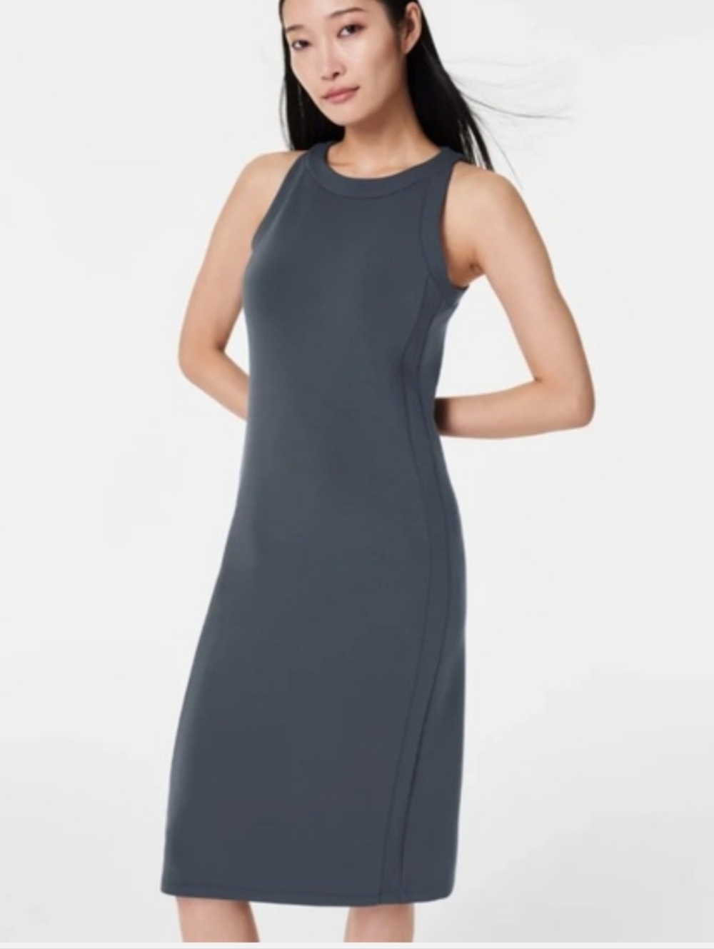 Spanx Air Essential Tank Midi Dress In Dark Storm